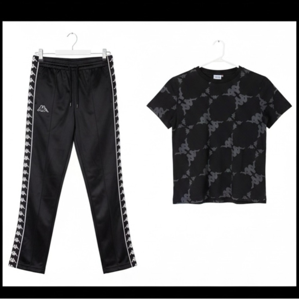 Kappa Kids 2 Piece Tracksuit Set-Black Banda Logo Tee & Joggers